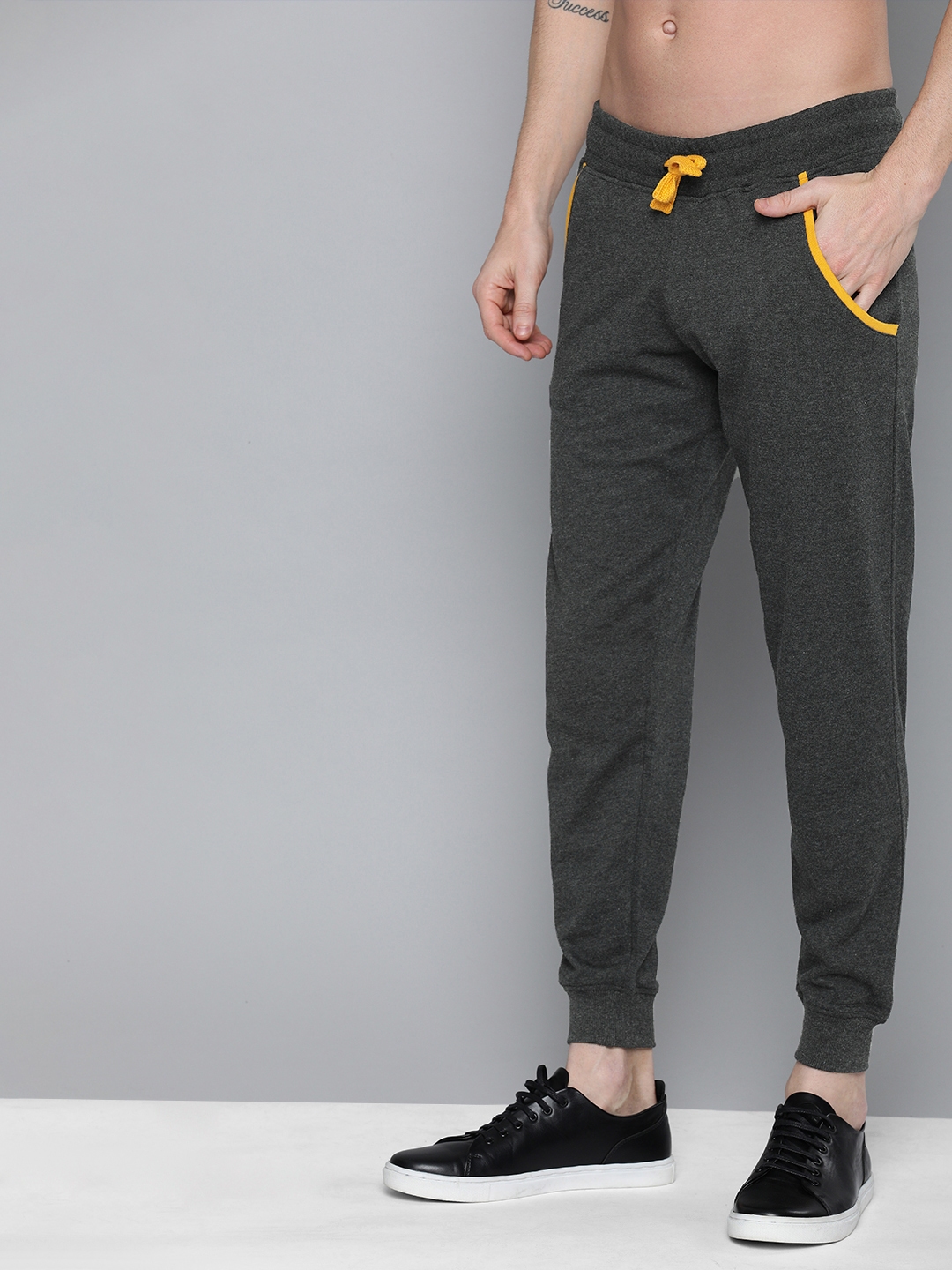 Buy HERE&NOW Men Charcoal Grey Solid Regular Fit Joggers - Track Pants ...