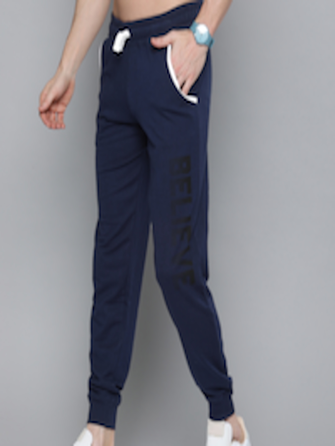 Buy HERE&NOW Men Navy Blue Solid Slim Fit Jogger - Track Pants for Men ...