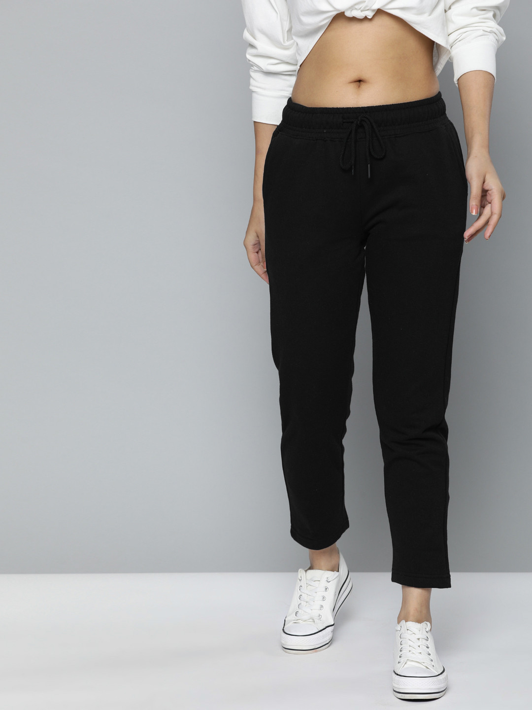 Buy Harvard Women Black Solid Cropped Track Pants Track Pants for
