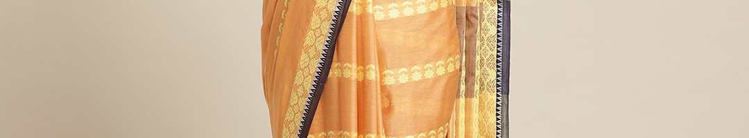 Buy Biswa Bangla Beige & Yellow Handwoven Santipuri Woven Design Saree ...