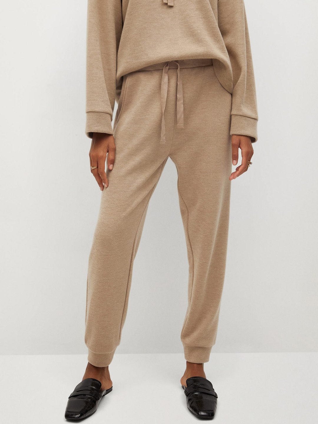 beige straight leg joggers