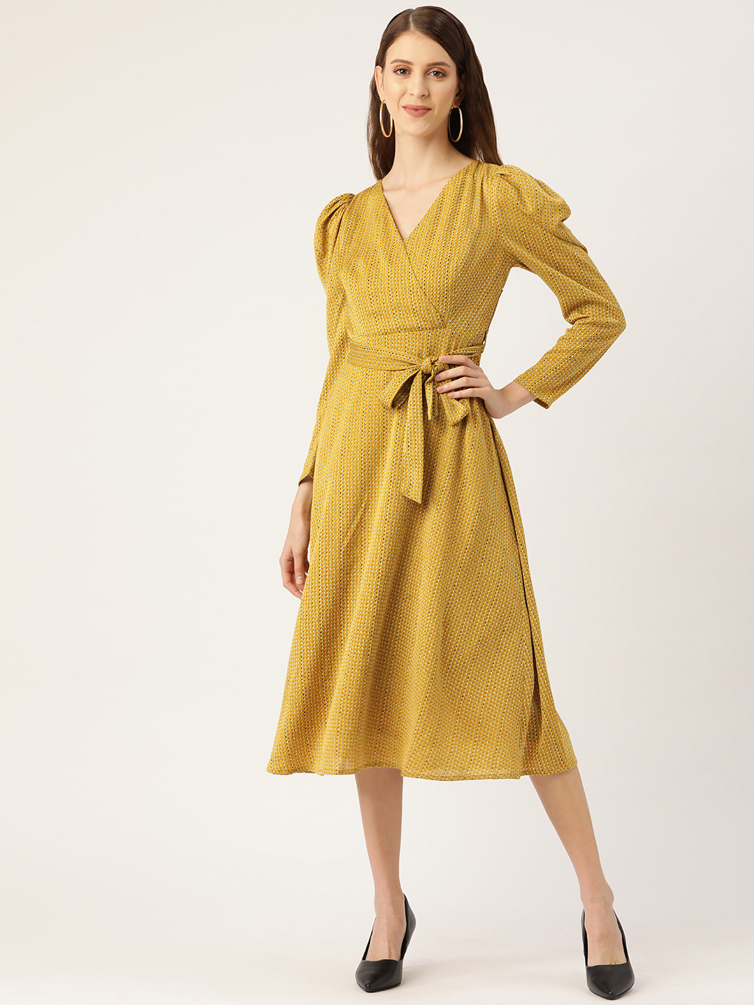 Women Mustard Yellow A-Line Dress