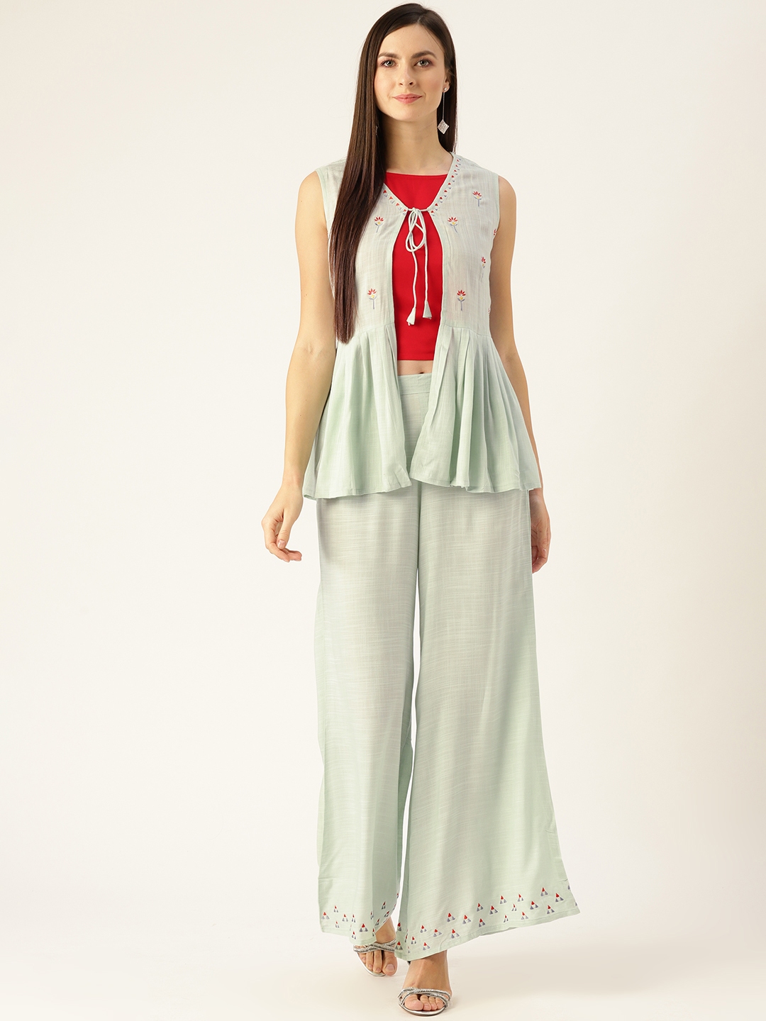 crop top with shrug and pant