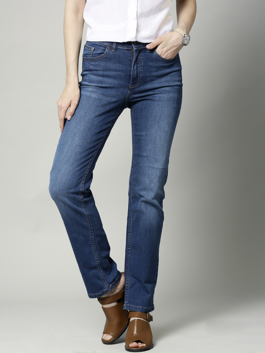 Buy Marks & Spencer Blue Straight Leg Ozone Wash Stretchable Jeans