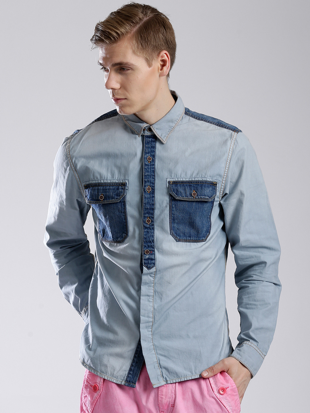 Buy GUESS Blue Denim Shirt Shirts for Men 1268900 Myntra