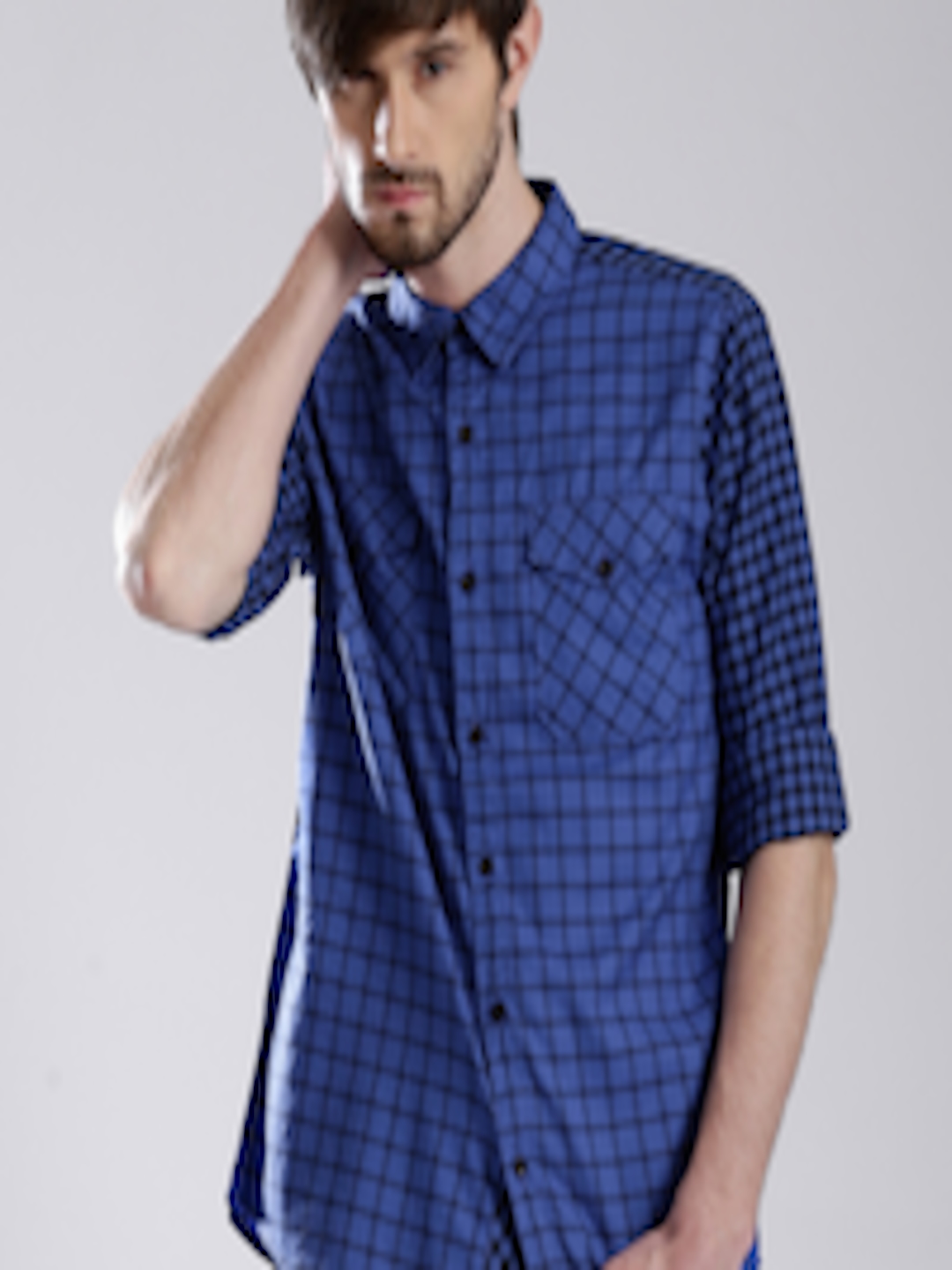 Buy GUESS Blue Checked Casual Shirt - Shirts for Men 1268923 | Myntra
