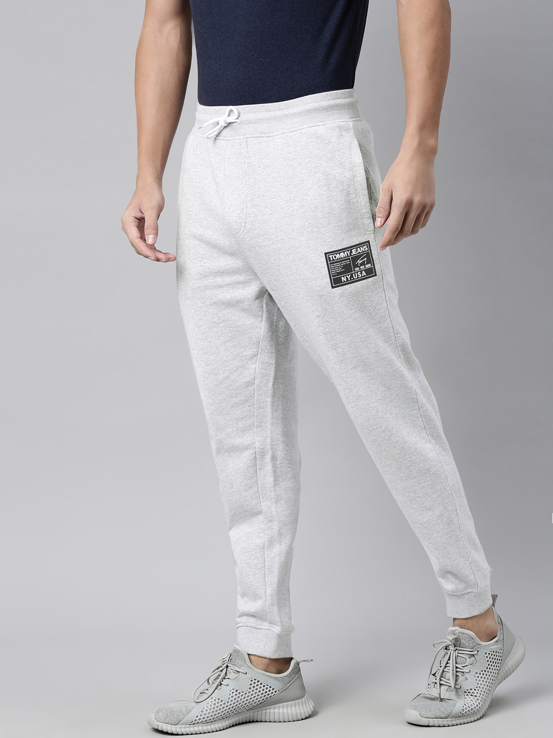 Buy Tommy Hilfiger Men Grey Solid Joggers Track Pants for Men