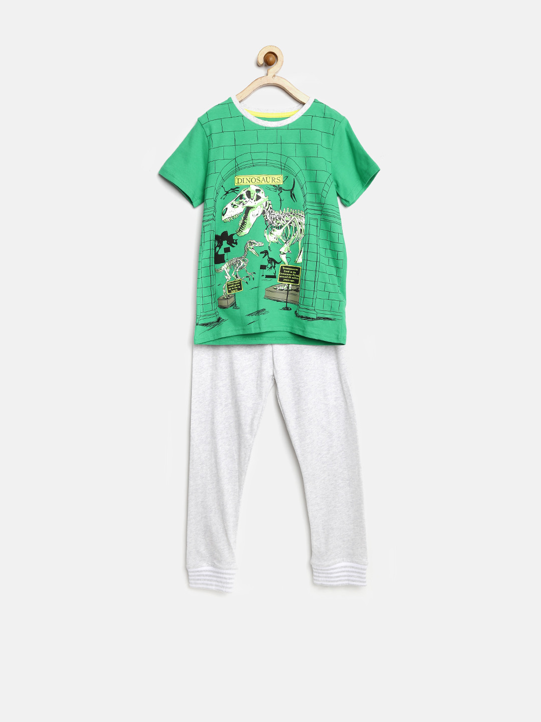 Buy Marks & Spencer Kids Boys Green & Grey Melange Pure Cotton Clothing Set Clothing Set for