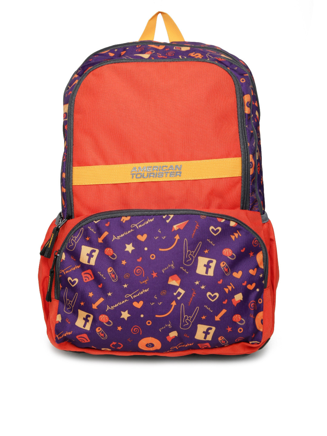 Buy AMERICAN TOURISTER Unisex Orange & Purple Printed Hashtag Backpack