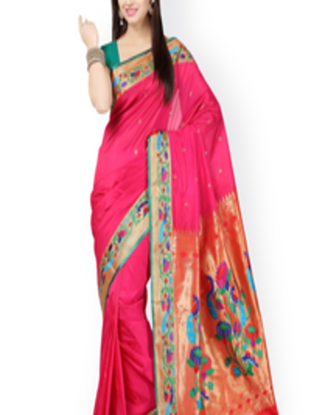 Buy Ishin Pink Embroidered Tana Silk Traditional Saree - Sarees for ...
