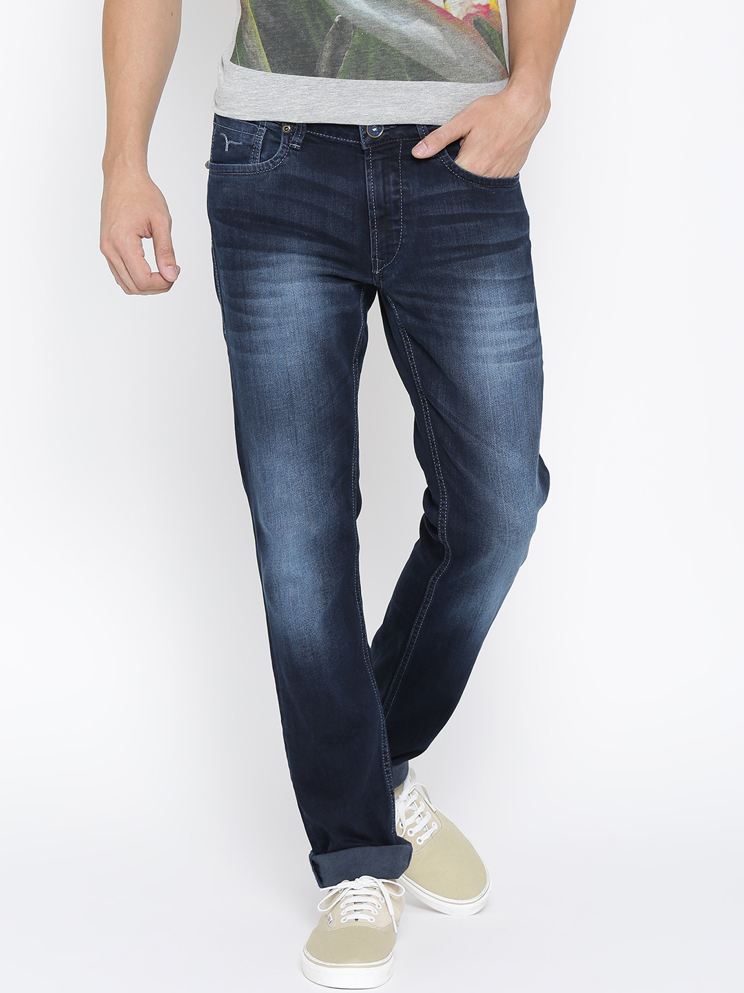 Buy Blue Label By Flying Machine Navy Slim Tapered Michael Fit