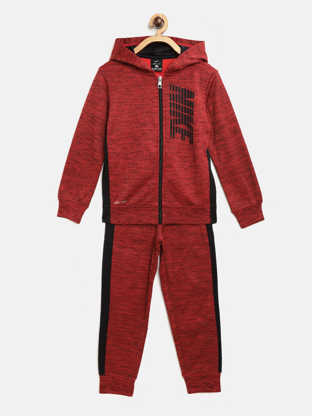 Buy Nike Boys Red & Black Solid Heather Therma FZ Tracksuit