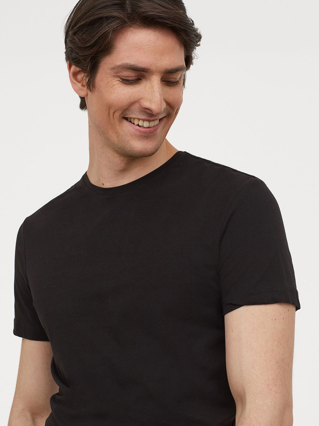 Buy H&M Men Black 3 Pack T Shirts Slim Fit Tshirts for Men 12716236