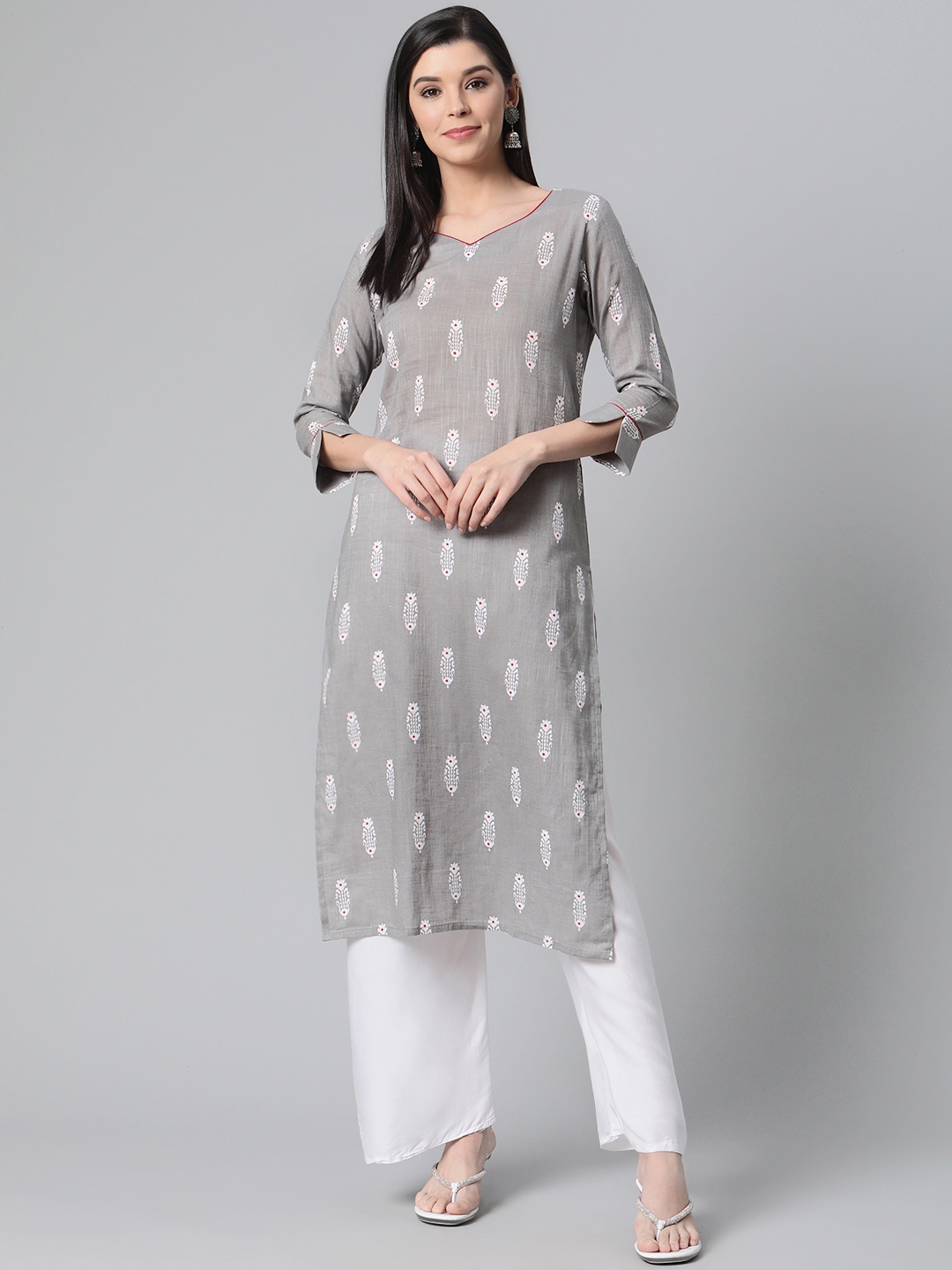 ahika women's printed straight kurta
