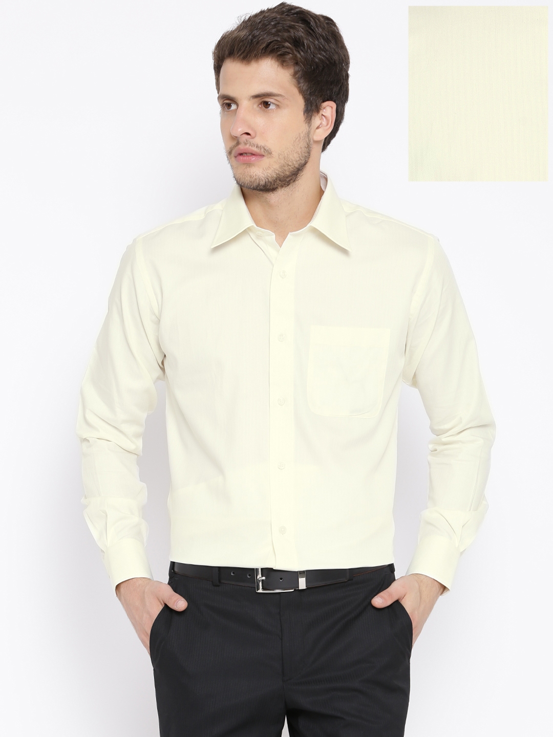 Buy Raymond Cream Coloured Contemporary Fit Formal Shirt - Shirts for ...