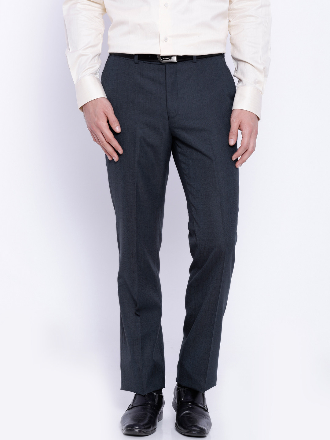 Buy Raymond Navy Contemporary Fit Formal Trousers - Trousers for Men 1272028 | Myntra