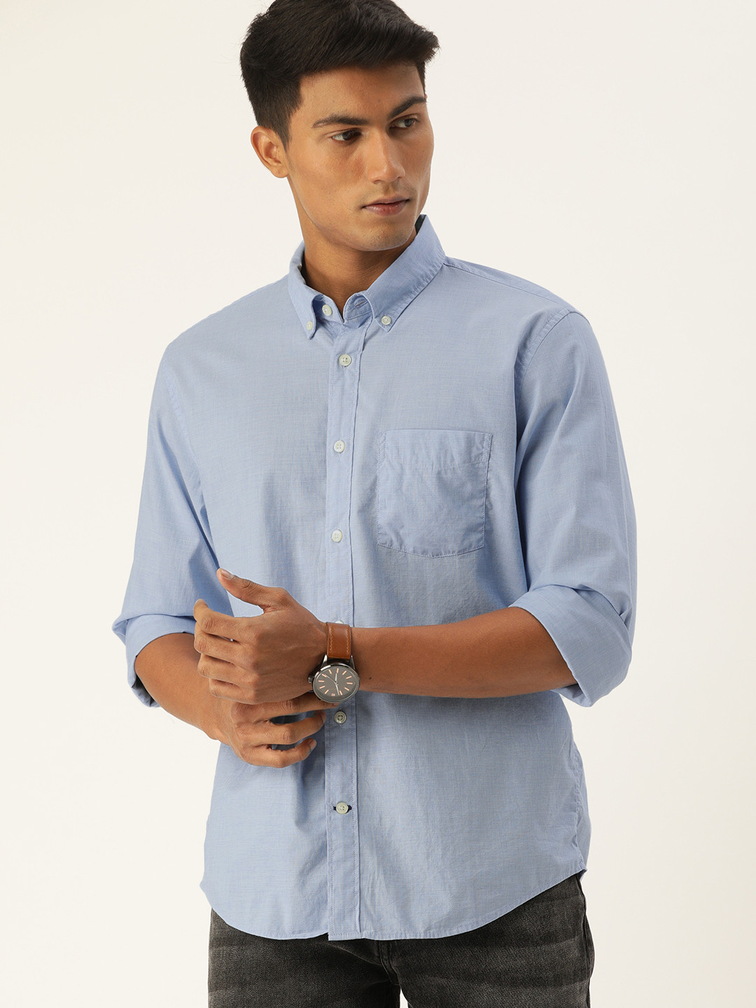 Buy GAP Men Blue Standard Fit Solid Casual Shirt Shirts for Men