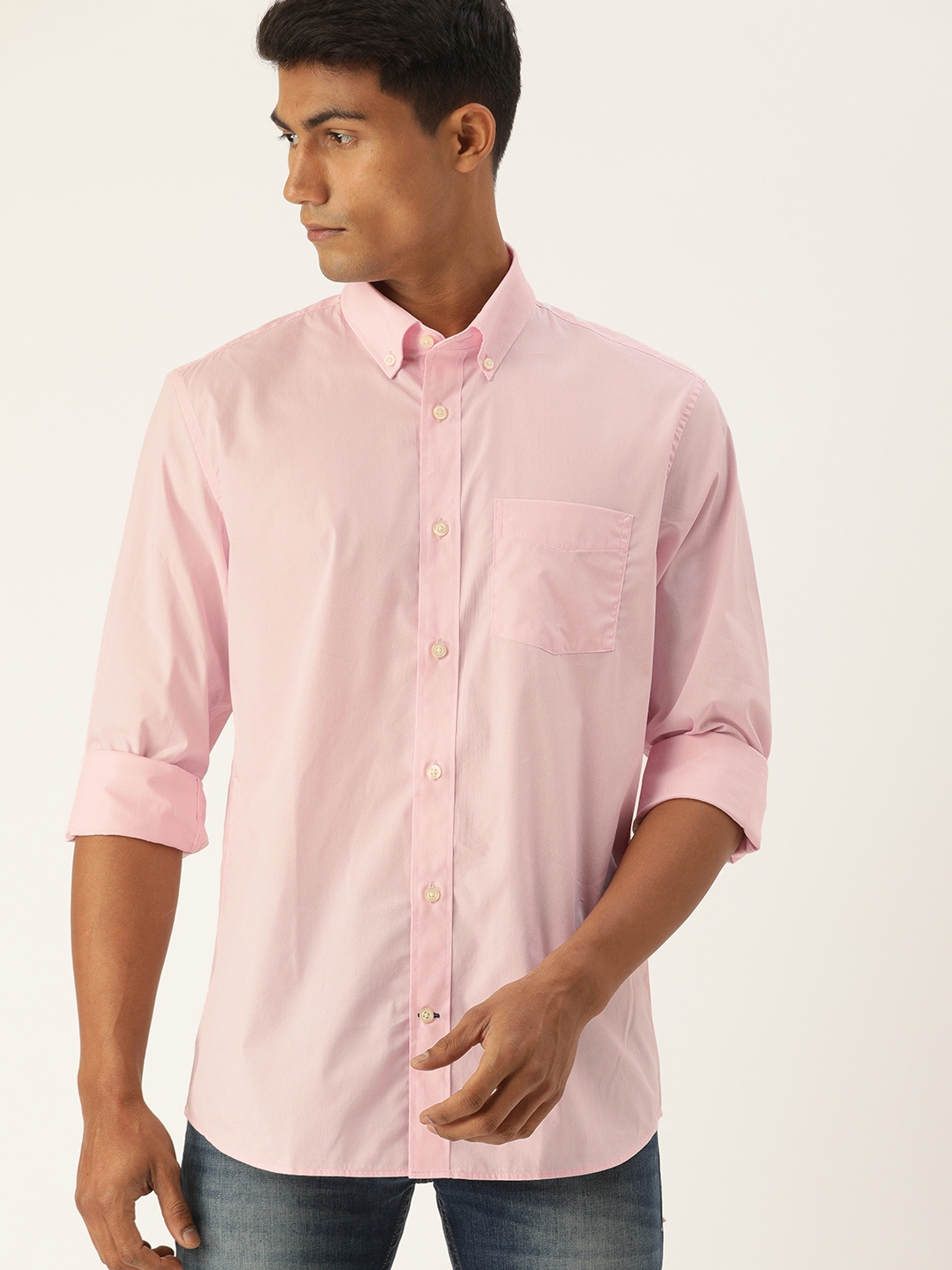 gap pink linen shirt