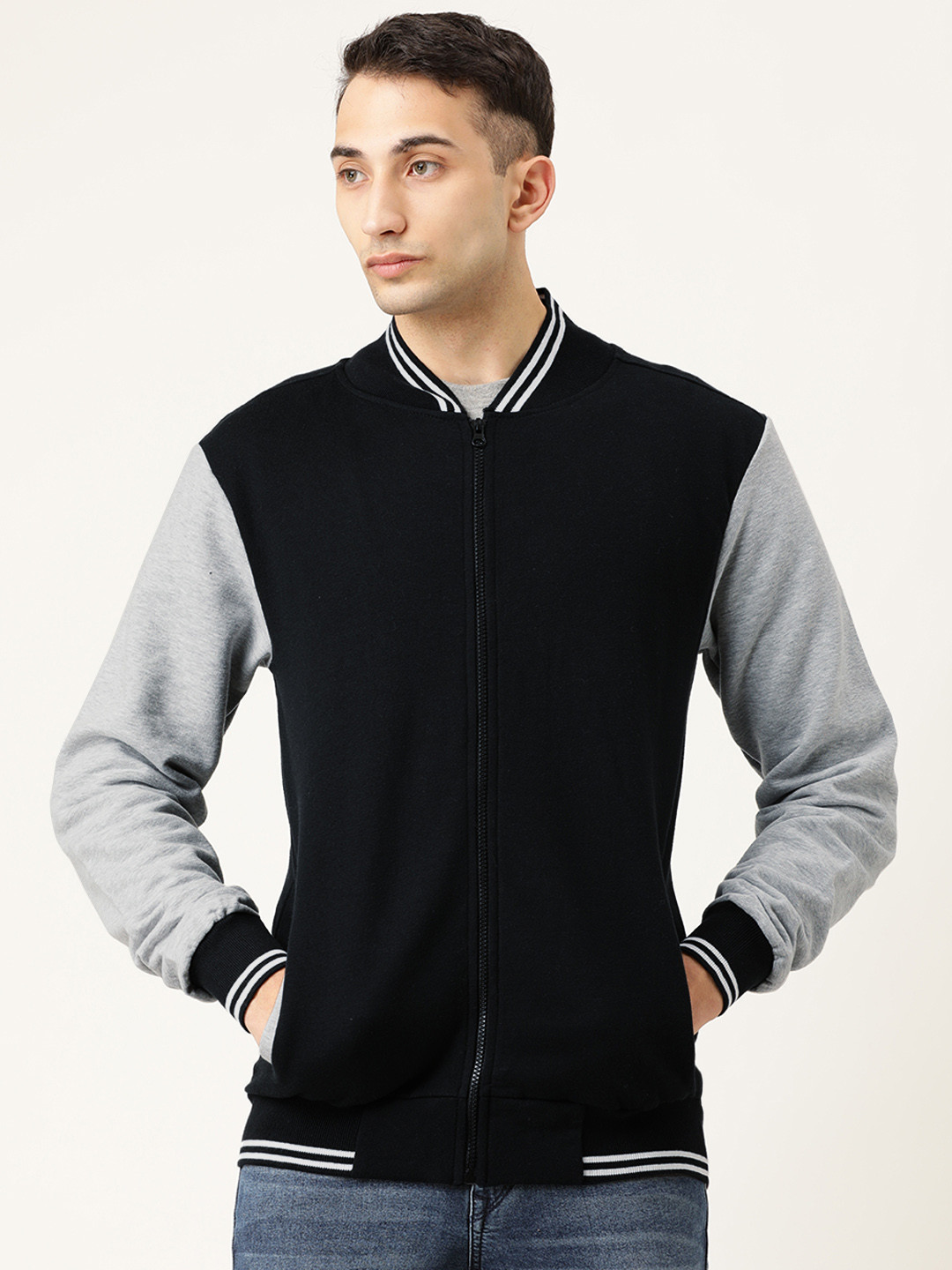 Buy Campus Sutra Men Black Solid Varsity Jacket Jackets for Men