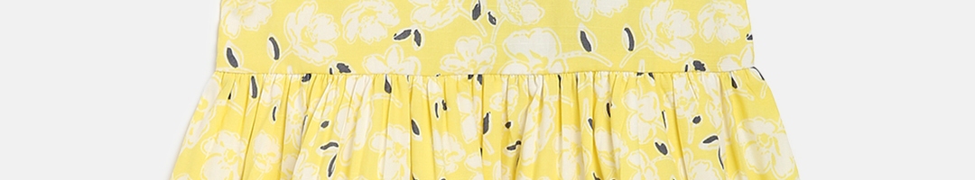 Buy Nauti Nati Girls Yellow & White Floral Print A Line Dress - Dresses ...
