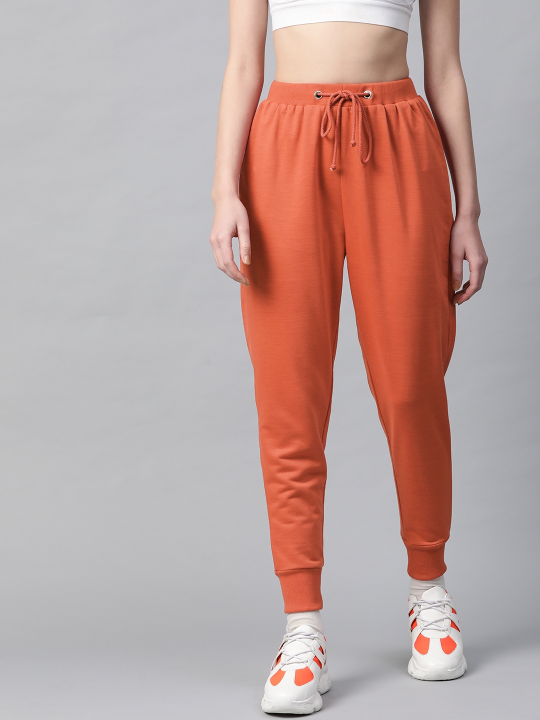 orange joggers for women