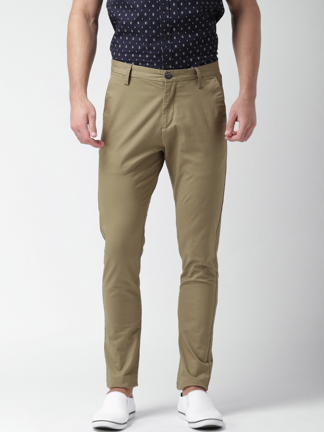 Buy Mast & Harbour Khaki Tapered Differential Length Trousers ...