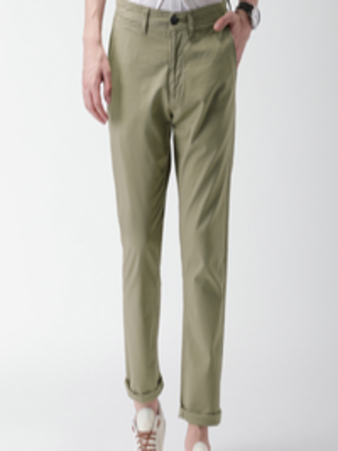 Buy Mast & Harbour Taupe Slim Differential Length Casual Trousers ...