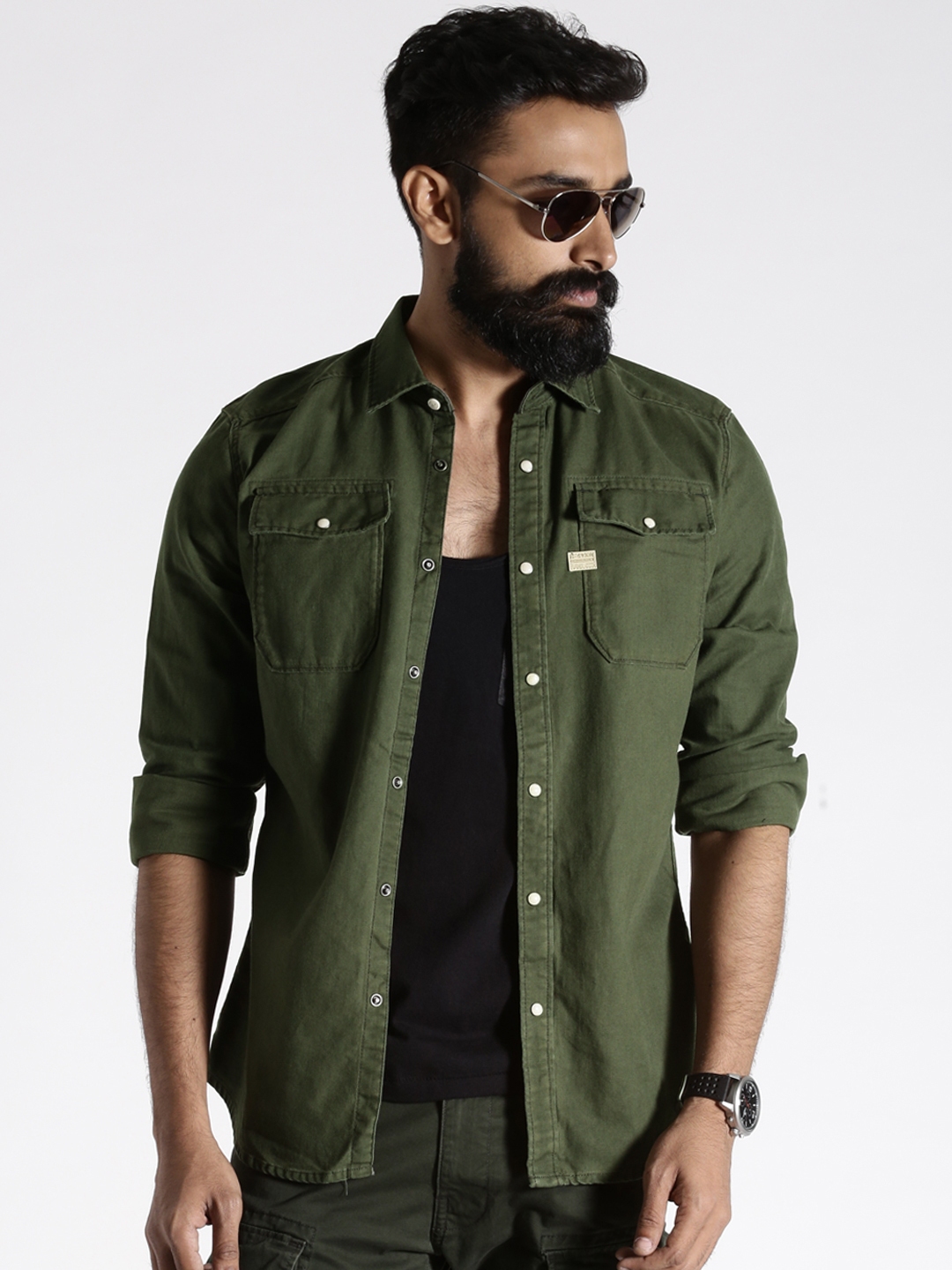 Buy G STAR RAW Olive Green Denim Casual Shirt - Shirts for Men 1276643 