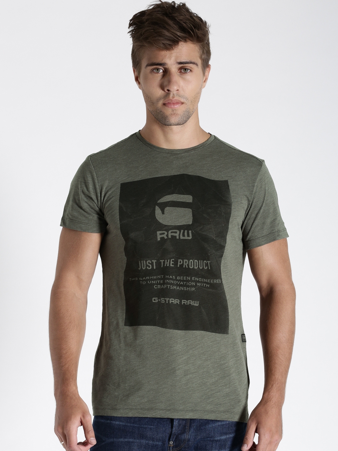 Buy G STAR RAW Olive Green Printed T Shirt - Tshirts for Men 1276673 ...