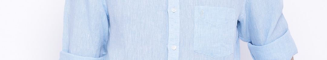 Buy Indian Terrain Blue Linen Slim Formal Shirt - Shirts for Men ...
