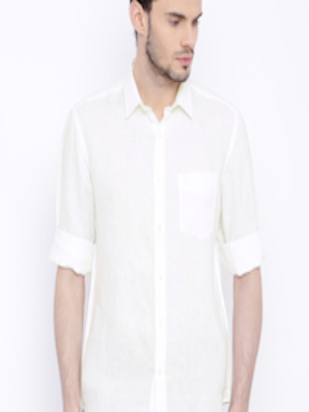 Buy Indian Terrain White Linen Slim Fit Casual Shirt - Shirts for Men ...