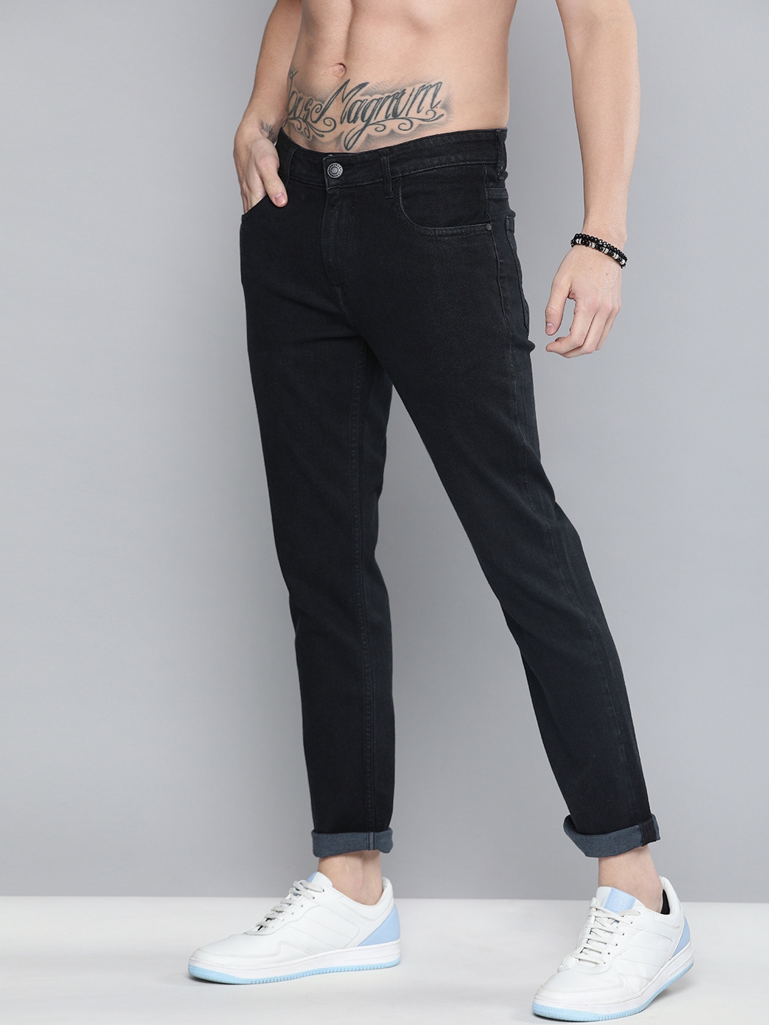 Buy Harvard Men Black Regular Fit Mid Rise Clean Look Stretchable Jeans ...