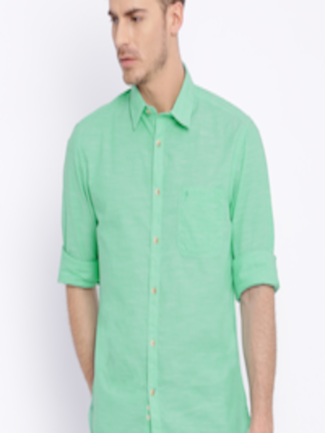 Buy Indian Terrain Green Slim Fit Casual Shirt - Shirts for Men 1277347 ...