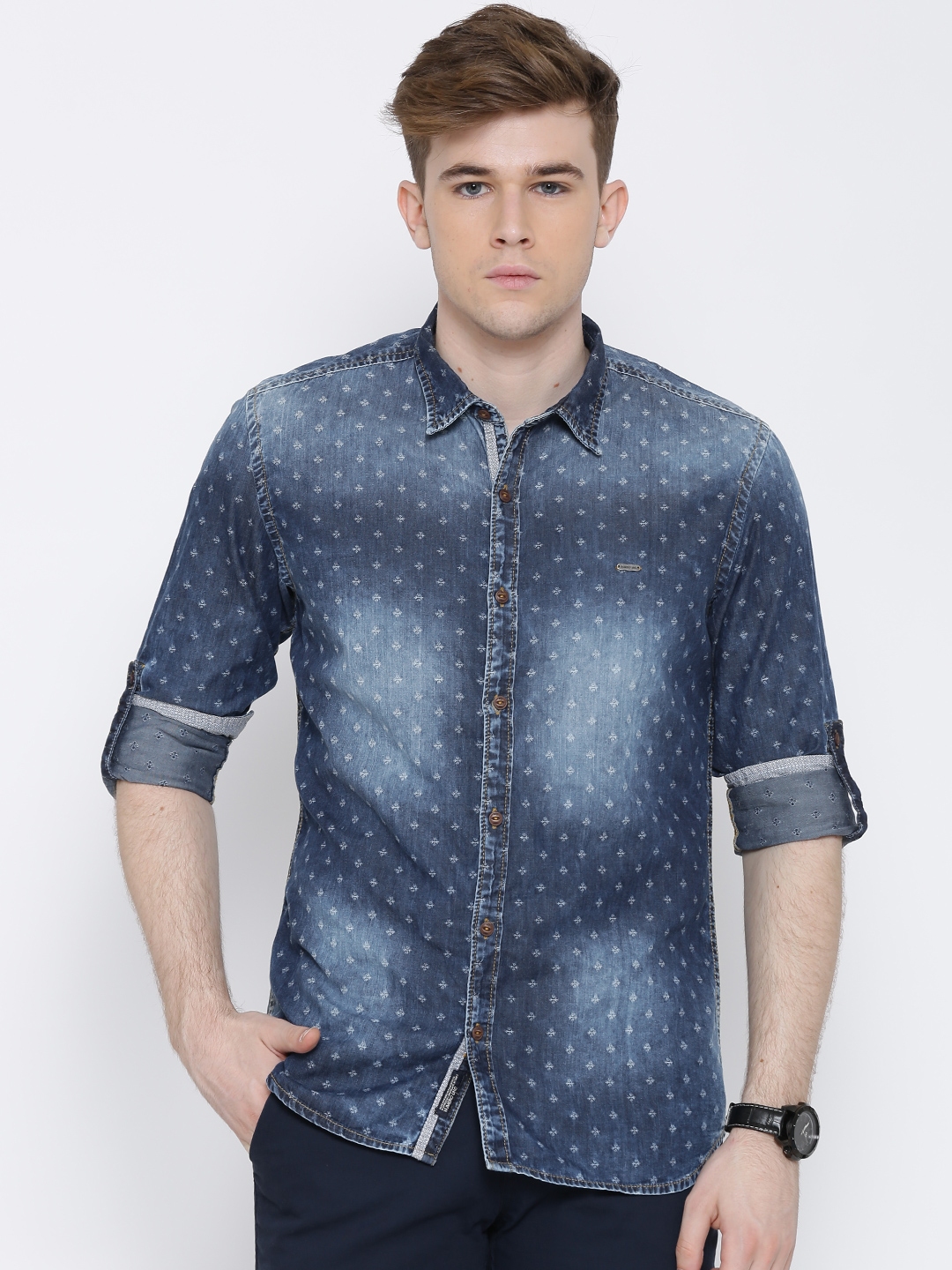 Buy Numero Uno Blue Washed Denim Shirt - Shirts for Men 1277873 | Myntra
