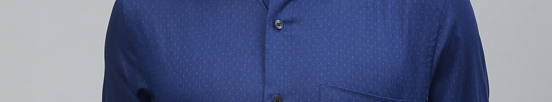 Buy Louis Philippe Men Blue Classic Fit Self Design Formal Shirt ...
