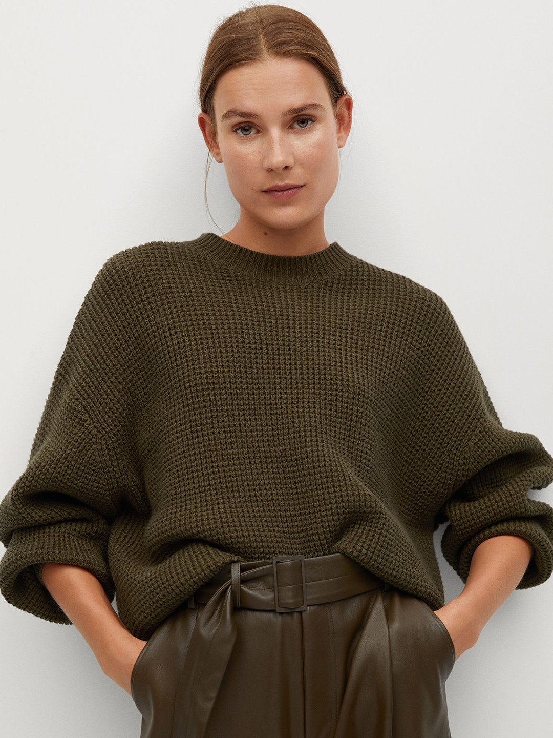 Buy MANGO Women Olive Green Solid Pullover Sweater Sweaters for Women