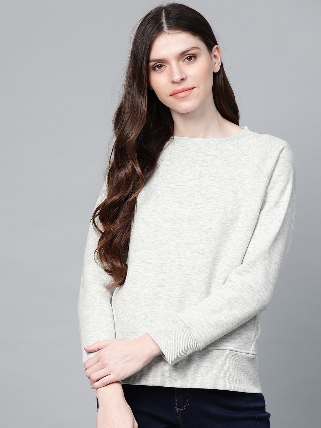 Buy Marks & Spencer Women Grey Melange Solid Sweatshirt - Sweatshirts ...