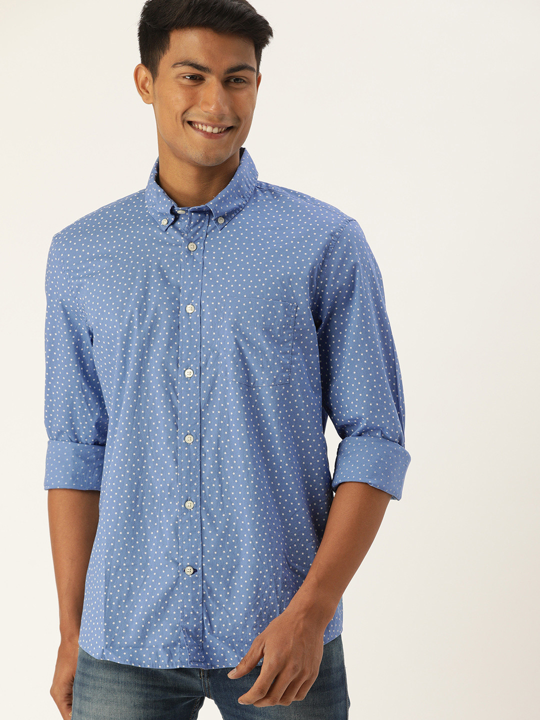 Buy GAP Men Blue Regular Fit Printed Casual Shirt Shirts for Men
