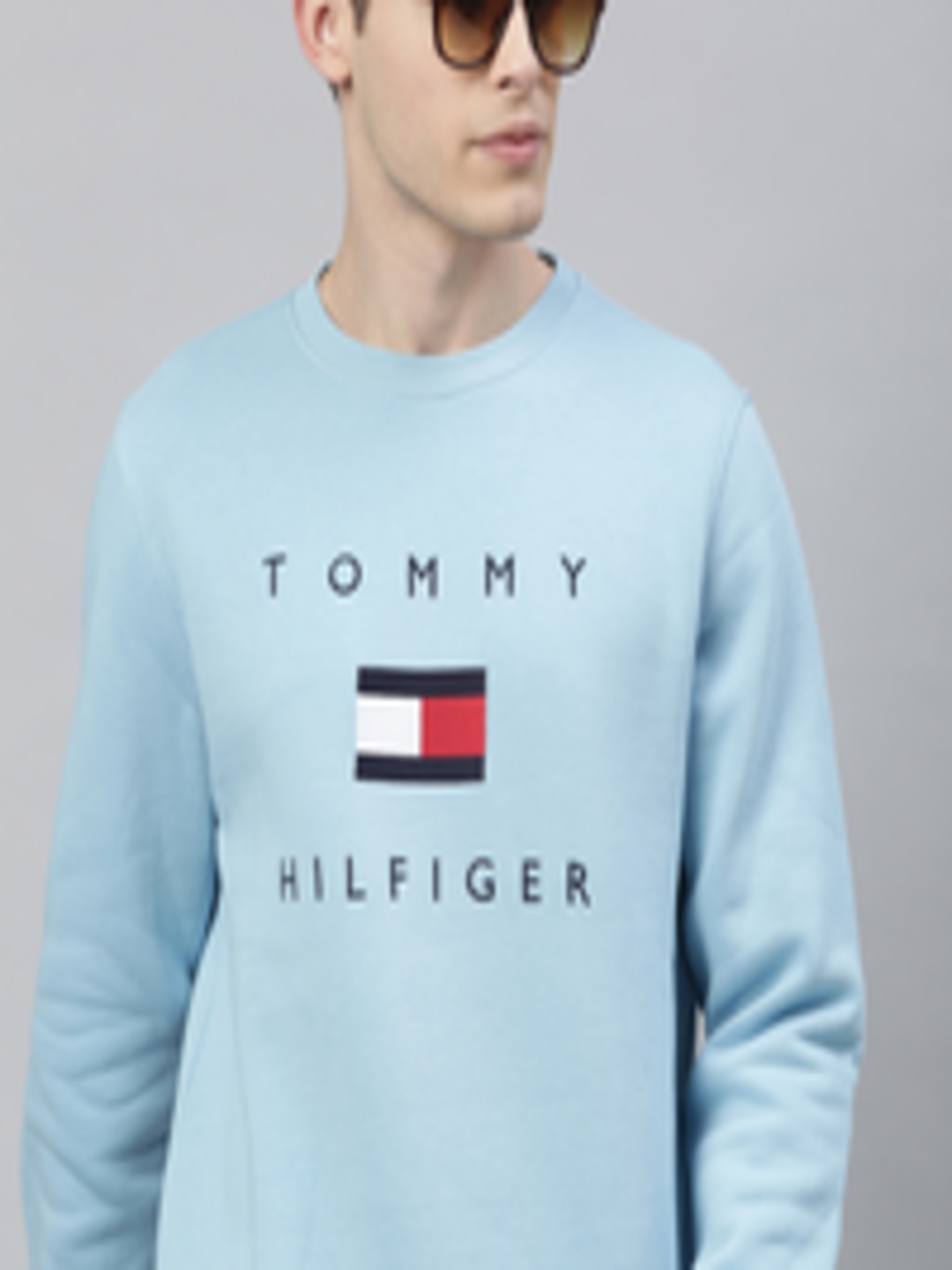 Buy Tommy Hilfiger Men Blue & White Embroidered Sweatshirt ...