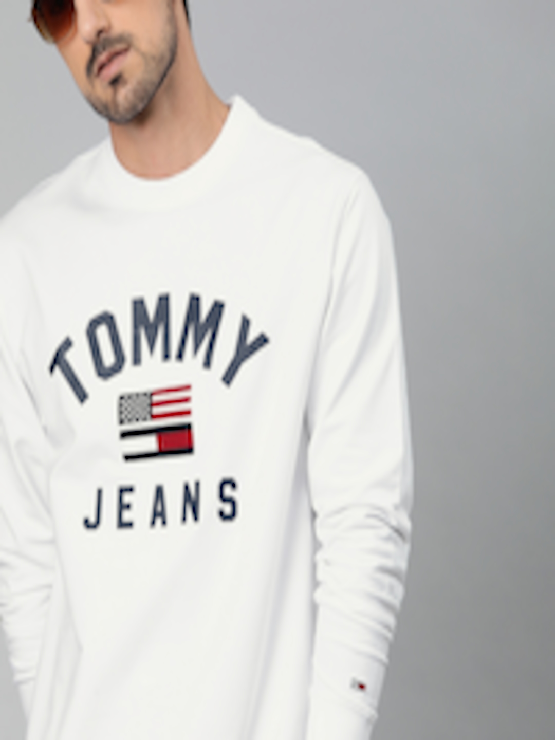 Buy Tommy Hilfiger Men White Printed Hooded Sweatshirt - Sweatshirts ...