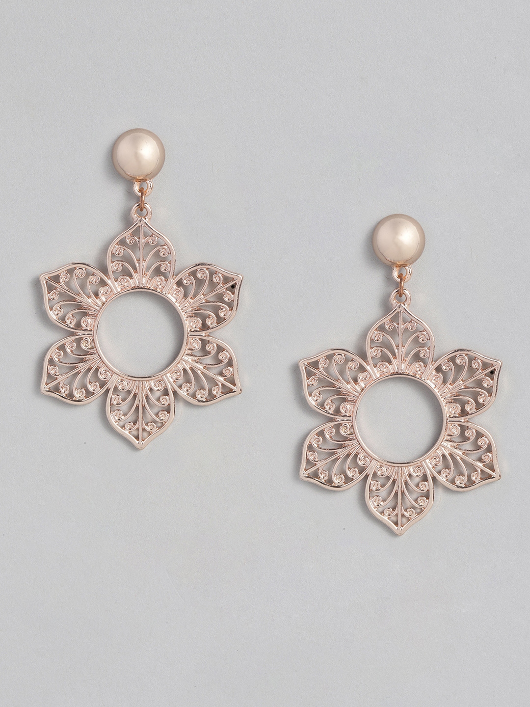 Buy DressBerry Rose Gold Floral Drop Earrings - Earrings for Women 12814278 | Myntra