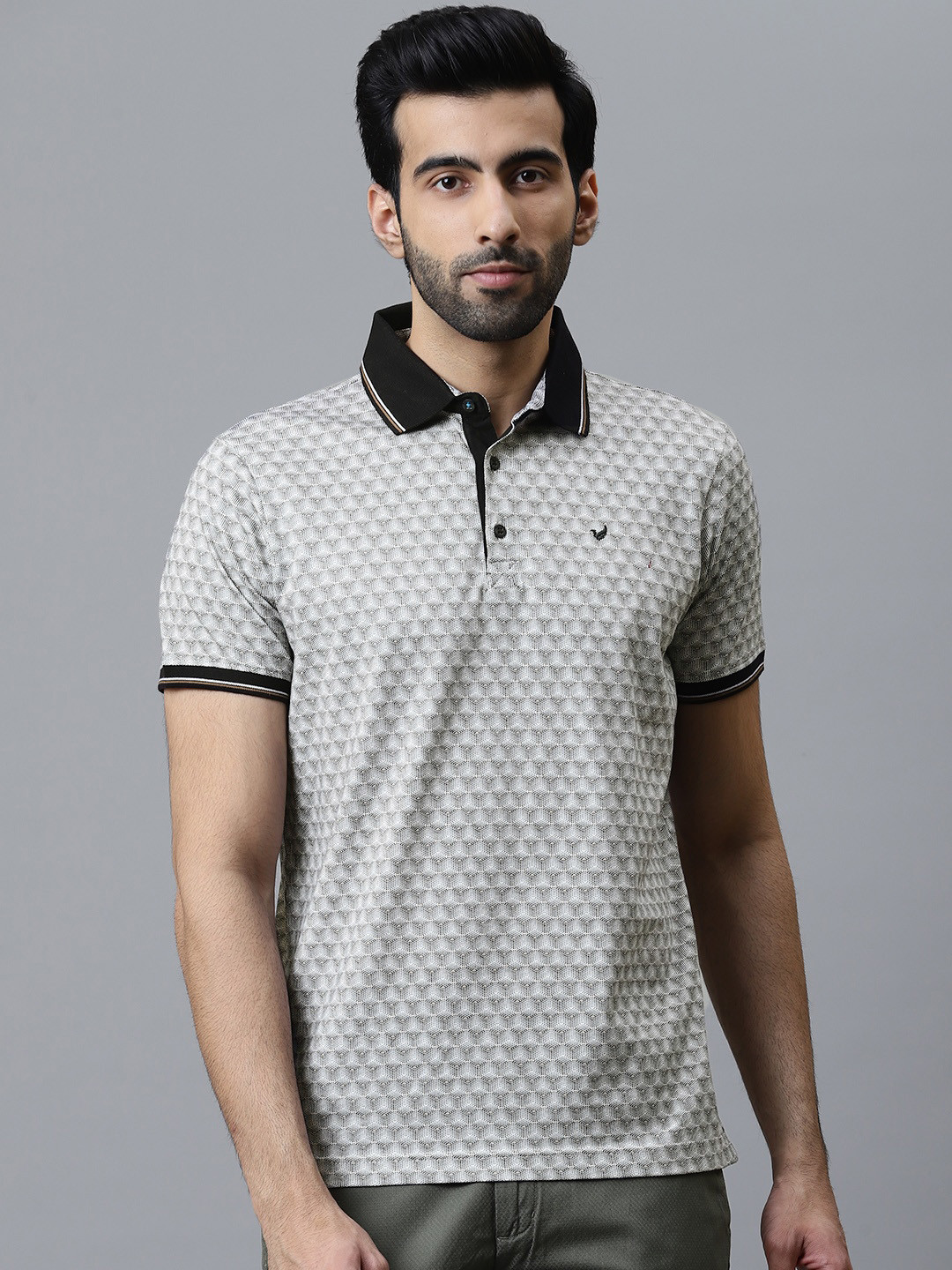 Buy Blackberrys Men Black White Printed Polo Collar Pure Cotton T Shirt - Tshirts for Men 