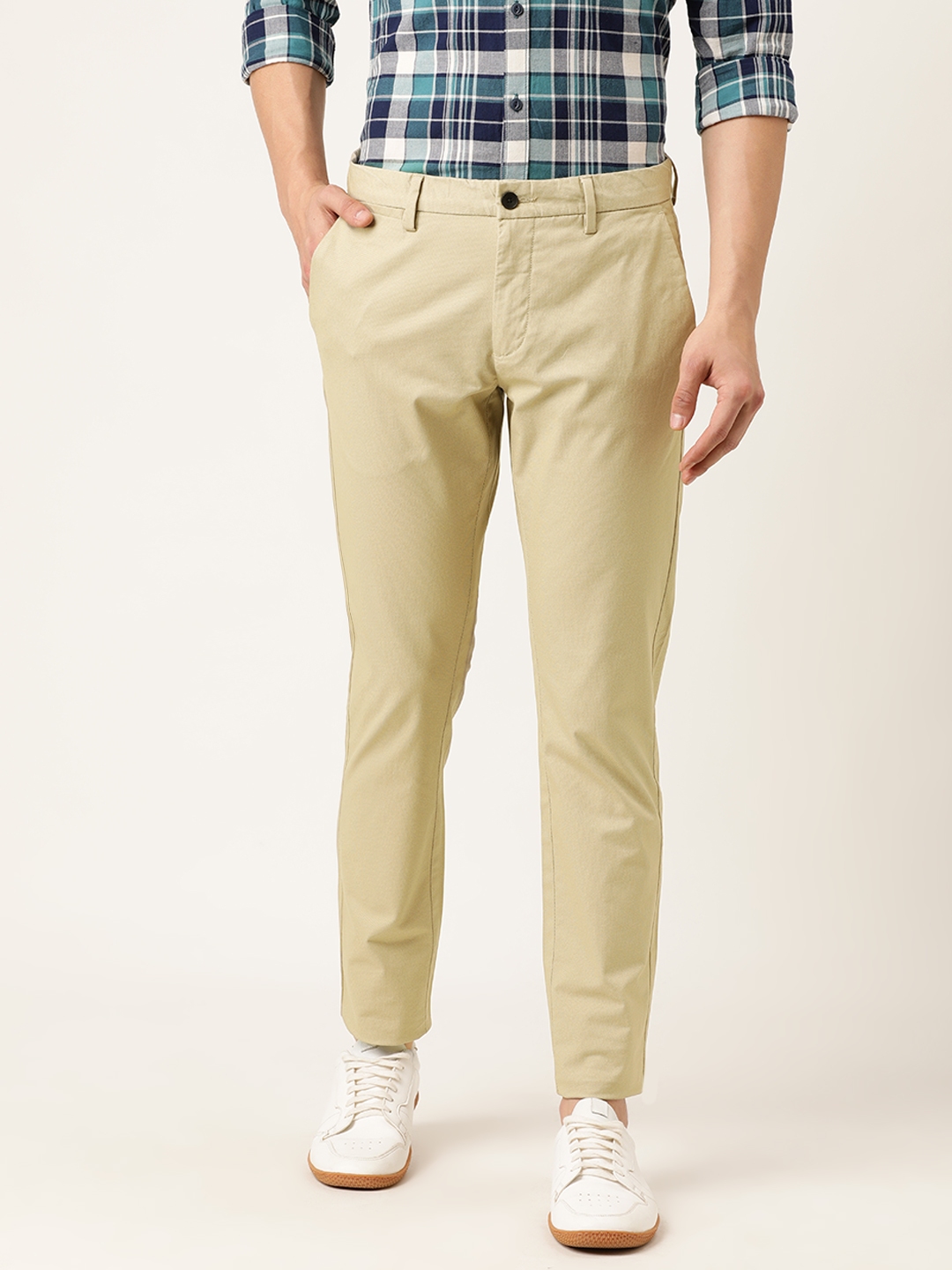 Buy Flying Machine Men Beige Slim Fit Solid Chinos - Trousers for Men ...