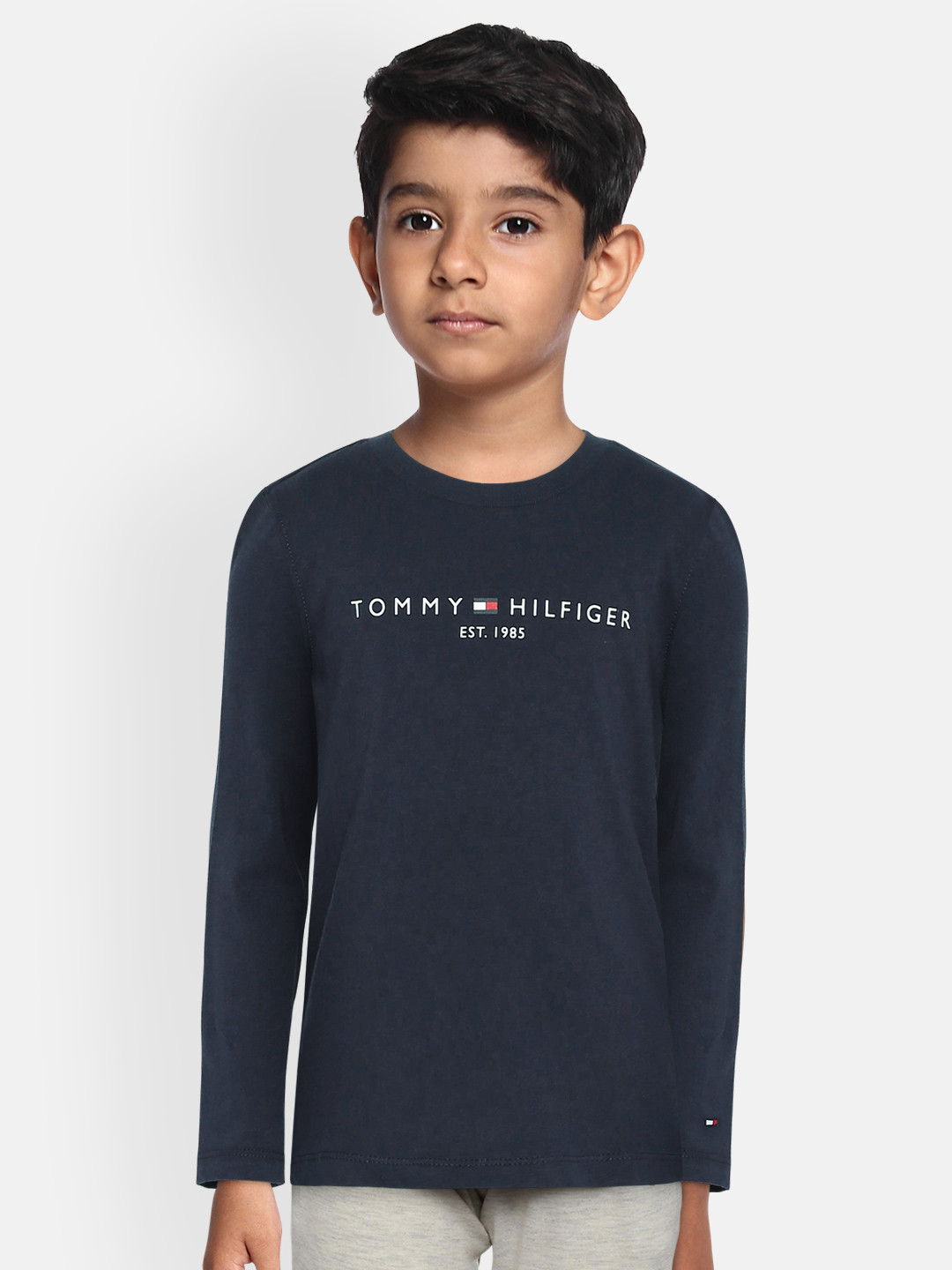Buy Tommy Hilfiger Boys Navy Blue Printed Round Neck Organic Cotton T