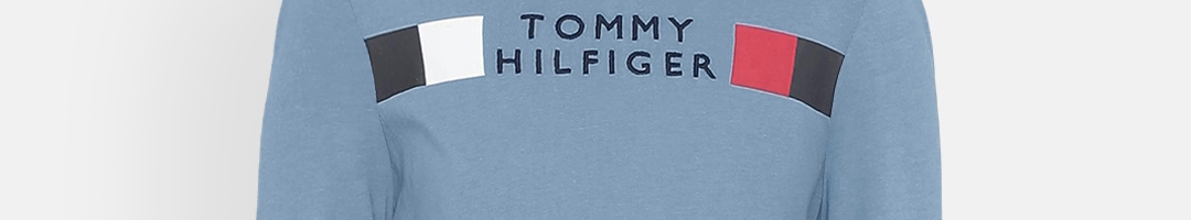 Buy Tommy Hilfiger Boys Blue Striped Round Neck T Shirt - Tshirts for ...