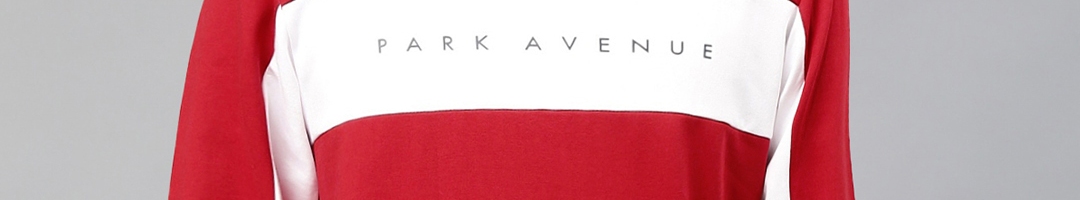 Buy Park Avenue Men Red & White Brand Logo Print Sweatshirt ...