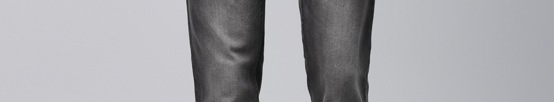Buy Hubberholme Men Charcoal Grey Slim Fit Mid Rise Clean Look ...