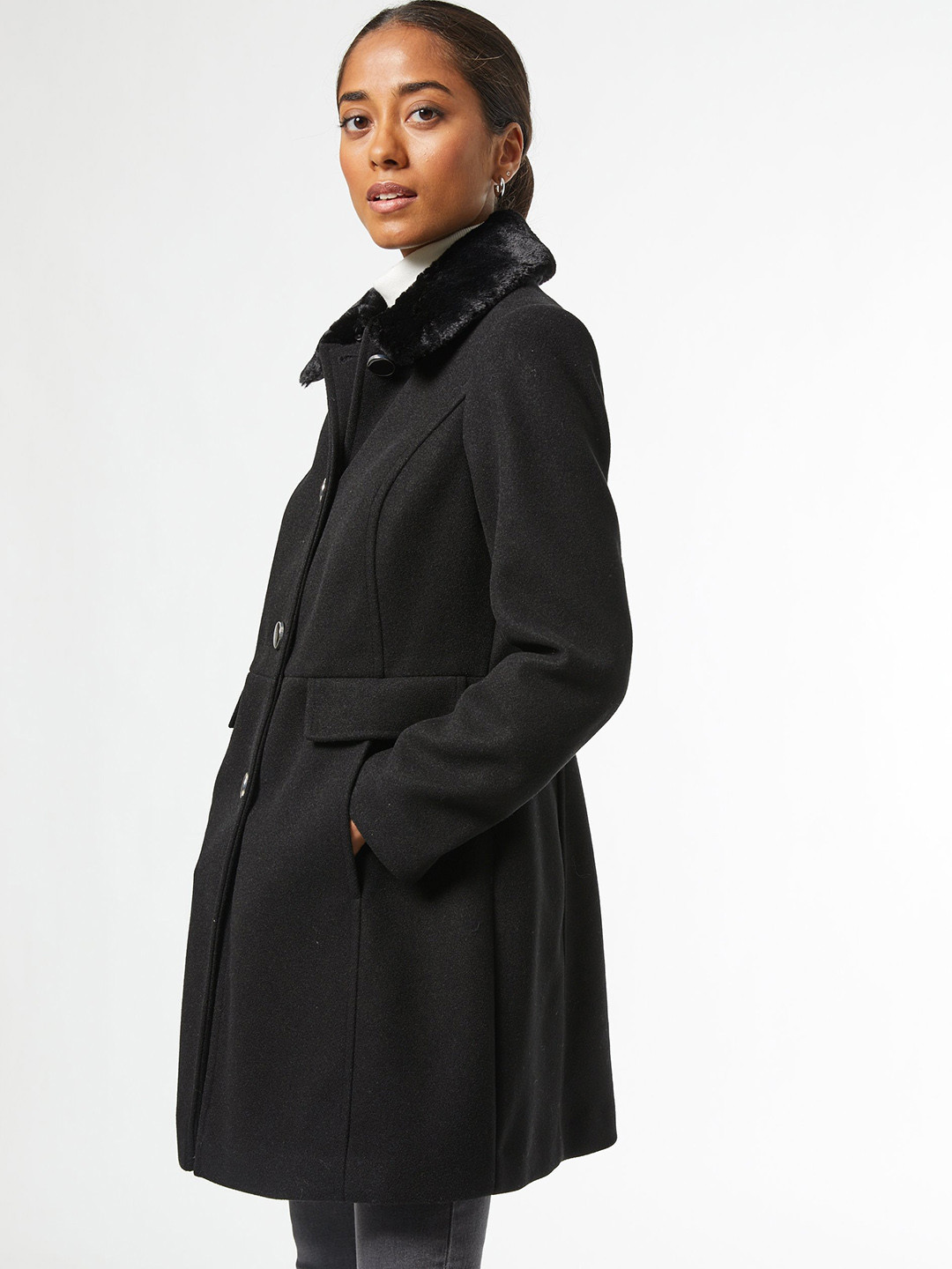 Buy DOROTHY PERKINS Women Black Solid Petite Parka Coat Coats for