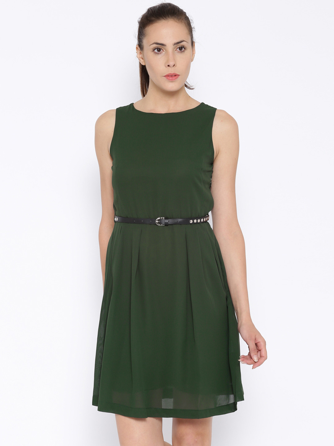 Buy Tokyo Talkies Olive Green Fit & Flare Dress - Dresses for Women 1283730 | Myntra
