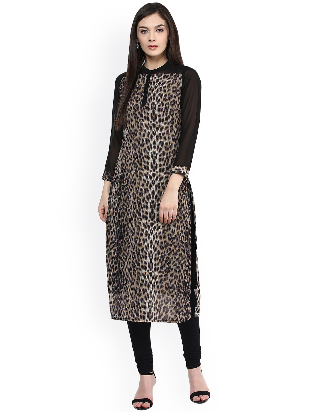 Buy Ives Black Animal Print Kurta Kurtas for Women 1284004 Myntra